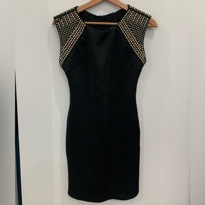 Forever 21 gold studded shoulder bodycon dress